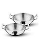 Bergner TriPro Tri-Ply Stainless Steel 2 Pcs Kadai Set | Silver