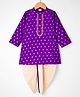 Babyhug Brocade Woven Full Sleeves Kurta Dhoti Set With Floral Foil Print - Purple
