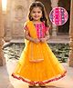 Babyhug Net Woven Half Sleeves Choli Lehenga & Dupatta Set With Sequin Detailing - Yellow