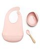 Kids Station BPA-Free Silicone Baby Feeding Set  Suction Bowl & Spoon, Tableware for Toddlers  Easy Grip, Non-Toxic, Light Pink (Set of 3)