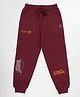 Kiddopanti Fleece Knit Seoul Text Printed Track Pants - Maroon