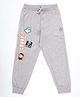 Kiddopanti Cotton Knit Spooky Text & Halloween Theme Printed Track Pants - Grey Melange