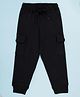 Kiddopanti Fleece Knit Solid Cargo Track Pants - Black