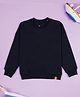 Kiddopanti Fleece Knit Full Sleeves Solid Light Winter Sweatshirt - Navy