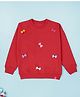 Kiddopanti Fleece Knit Full Sleeves Bow Appliques Detailed Light Winter Sweatshirt - Coral Pink