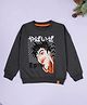 Kiddopanti Fleece Knit Full Sleeves Anime Character Printed Light Winter Sweatshirt - Grey