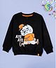 Kiddopanti Fleece Knit Full Sleeves Aye Aye Captain Cool Text Printed Light Winter Sweatshirt - Black