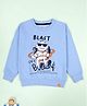 Kiddopanti Fleece Knit Full Sleeves Blast Off Buddy Text & Astronaut Printed Light Winter Sweatshirt - Ink Blue