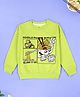 Kiddopanti Fleece Knit Full Sleeves Ramen Bowl Printed Light Winter Sweatshirt - Neon Green