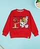 Kiddopanti Fleece Knit Full Sleeves Ramen Bowl Printed Light Winter Sweatshirt - Red