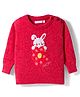 Wingsfield Full Sleeves Bunny & Floral Designed Sweater - Red