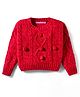 Wingsfield Full Sleeves Cable Knit Pom Pom Embellished Sweater - Red