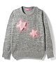 Wingsfield Full Sleeves Star Designed Fur Detailed Sequins Embellished Sweater - Grey
