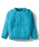 Wingsfield Full Sleeves Cable Knit Sweater - Aqua Blue