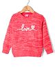 Wingsfield Full Sleeves Love Text Printed Sequins Embellished Sweater - Orange