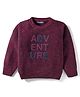 Wingsfield Full Sleeves Adventure Text Embroidered  Sweater - Wine