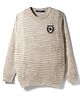 Wingsfield Full Sleeves Textured & Typography Designed Sweater - Beige
