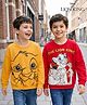 HoneyHap Disney Terry Knit Full Sleeves Drop Shoulder Sweatshirt With Lion King Graphic Badge Detailing Pack Of 2 - Red & Yellow