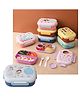 SANJARY BPA Free Plastic Cute Theme 3 Compartment Lunch box with spoon frock bowl for kids color design may vary