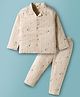 Zero Sinker Knit Full Sleeves Co-ords Night Suit With Teddy Print - Cream