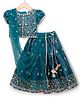 Babyhug Half Sleeves Floral Embroidered  Choli Lehenga & Dupatta Set - Teal