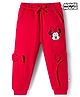 Babyhug Disney Terry Knit Full Length Track Pant With Minnie Mouse Graphics Badge & Bow Detailing - Red