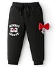 Babyhug Disney Terry Knit Trackpant with Minnie Mouse Graphics and Applique Detailing - Black