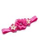 Bhoomi Collection Floral Applique Detailed Beads Embellished Elastic Headband - Dark Pink
