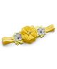Bhoomi Collection Pearls Embellished Floral Applique Detailed Headband - Yellow