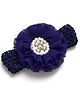 Bhoomi Collection Floral Applique Detailed & Pearls Embellished Headband - Navy Blue