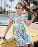 OLLINGTON ST. 100% Cotton Printed Half Sleeves Dress  - Sea Green
