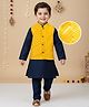 Babyhug Woven Full Sleeves Solid Kurta Payjama Set with Embroidered Jacket - Navy