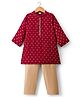 Babyhug Woven Full Sleeves Floral Foil Printed Kurta Pajama  Set- Maroon