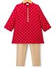 Babyhug Woven Full Sleeves Kurta Pajama Set With Floral Foil Print - Red