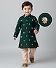 Babyhug Brocade Woven Full Sleeves Kurta Pajama Set with Floral Embroiderey -  Green