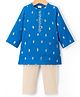 Babyhug Woven Full Sleeves Kurta Pajama Set With Floral Foil Print - Blue