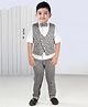 BAD BOYS Satin Woven Full Sleeves Alphabets Printed 3 Piece Party Suit Set With Bow - Grey