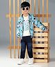 BAD BOYS Blended Woven You Got This Text Printed Tee & Joggers With  Full Sleeves Jacket Set - Blue