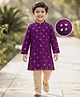 Babyhug Georgette Woven Full Sleeves Kurta Pajama Set With Mirror Embroidered - Purple