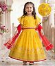 Babyhug Brocade Woven Half Frill Sleeves Choli Lehenga Set with Dupatta Embroidery & Sequin Detailing - Yellow