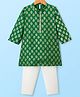 Babyhug Woven Full Sleeves Kurta Pajama Set With Floral Foil Print - Green