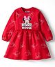Babyhug Disney Single Jersey Knit Full Sleeves Frock With Minnie Mouse Graphics - Red
