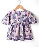 Kookie Kids Cotton Woven Three Fourth Sleeves Peplum Top with Floral Print - Multicolor