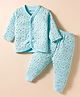 Bodycare Cotton Full Sleeves Co-ord Front Open Thermal Set With Space Print - Light Blue