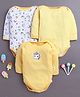 BUMZEE Cotton Knit Full Sleeves Onesies with Stripes & Unicorn Print Pack of 3 - Yellow & White