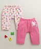 BUMZEE Cotton Knit Full Length Diaper Leggings With Floral Print Pack Of 2 - Pink & White