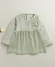 BUMZEE Knit Full Sleeves Winter Frock With Star Applique - Light Green