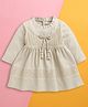 BUMZEE Cotton Knit Full Sleeves Lace Detailing Dress - Beige