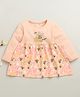 BUMZEE Cotton Knit Full Sleeves Frock With Floral Print - Peach
