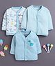 BUMZEE Cotton Knit Full Sleeves Jhablas With Stripes & Dino Print Pack Of 3 - Light Blue & White